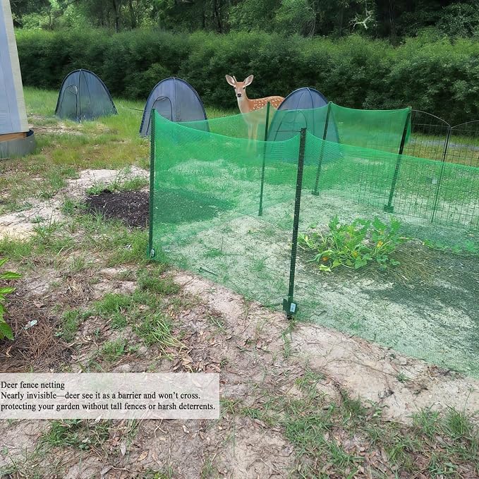 Plastic Garden Fence 4x65 FT Deer Fence Netting, Temporary Mesh Fencing Animal Barrier for Deer, Chicken, Poultry, Pet, Wildlife, Garden Bird Netting for Plant Fruit Tree Vegetable Protection