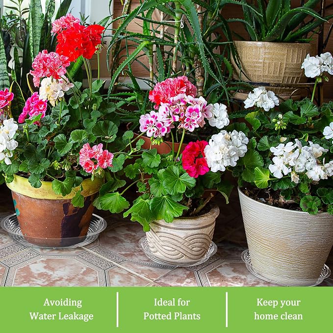 Shellwei 18 Pieces 16" 18" 20" Plant Saucers Clear Durable Plant Saucer Plastic Plants Saucers for Indoors Outdoors Clear Flower Pot Drip Trays Plants Garden Pot Saucer Trays