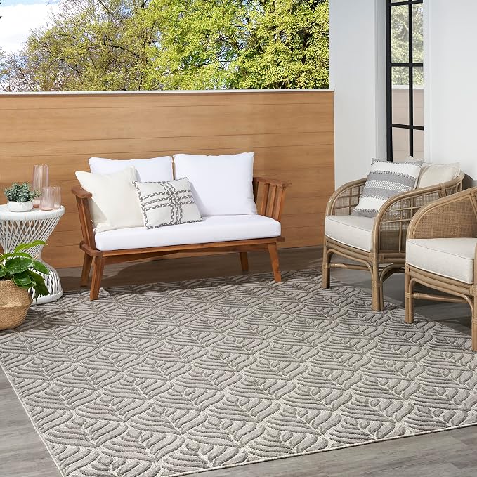 Nourison Home Aloha Charcoal 3'6" x 5'6" Area Rug - Easy Clean, Non Shedding, Bed Room, Living Room, Dining Room, Kitchen (4' x 6')