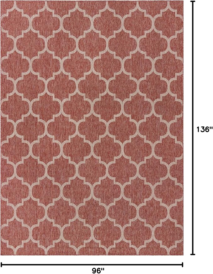 Unique Loom Outdoor Trellis Collection Area Rug (8' x 11' 4" Rectangle, Rust Red/ Ivory)