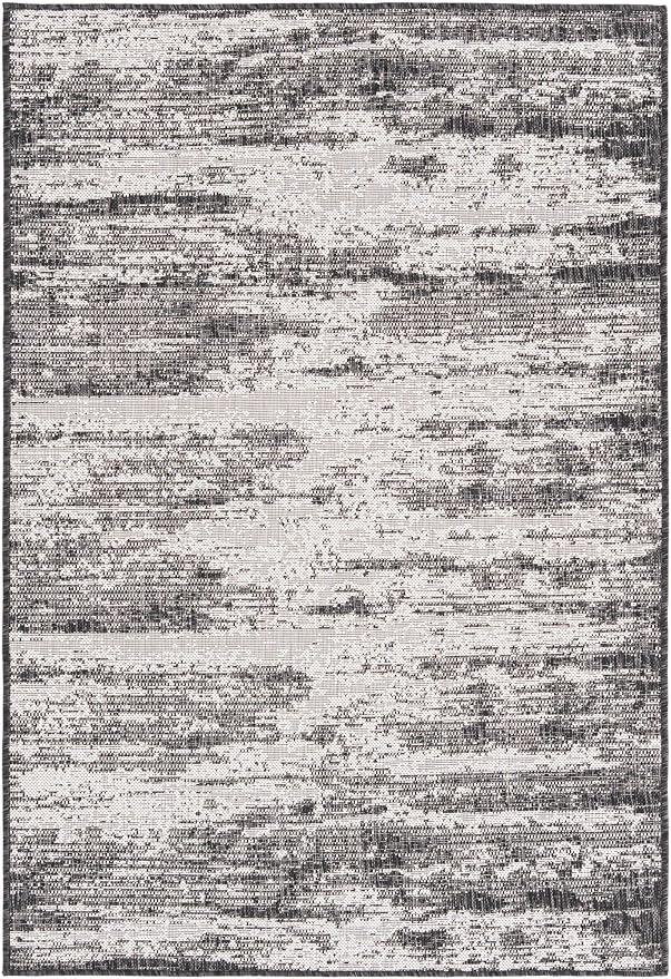 Unique Loom Outdoor Modern Collection Area Rug - Cartago (4' 1" x 6' 1" Rectangle, Charcoal/ Ivory)