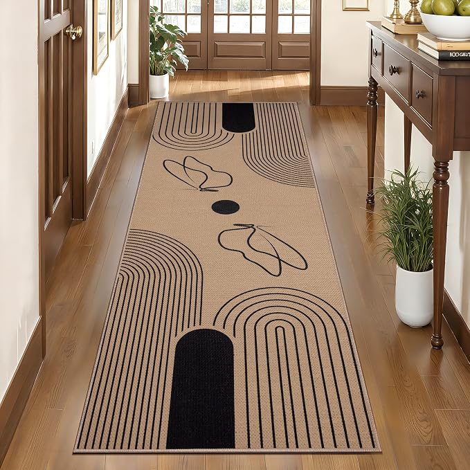 Tangsoo Easy Jute 2x6 Washable Runner Rug for Hallways,Non-Slip Butterfly Thin Indoor Carpet Runner Farmhouse Long Outdoor Rnner Mat for Kitchen Laundry Entryway Bedroom