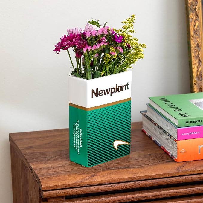 Vintage Inspired Flower Vase - Dopamine Decor - Ceramic Vases - Funky, Retro, Quirky, Unique Home Decor Aesthetic - Living Room Accents - Novelty Vases - Pots for Plants (Green)