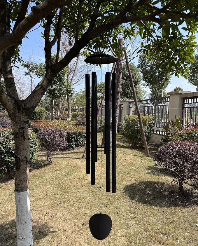 78" Extra Large Wind Chimes for Outside Deep Tone, 6 Thick and Bold Aluminum Tubes Tuned Relaxing Melody Wind Chime, Big Wind Chimes for Garden Patio Decor, Great Gift Idea for Mother's Day (Black)