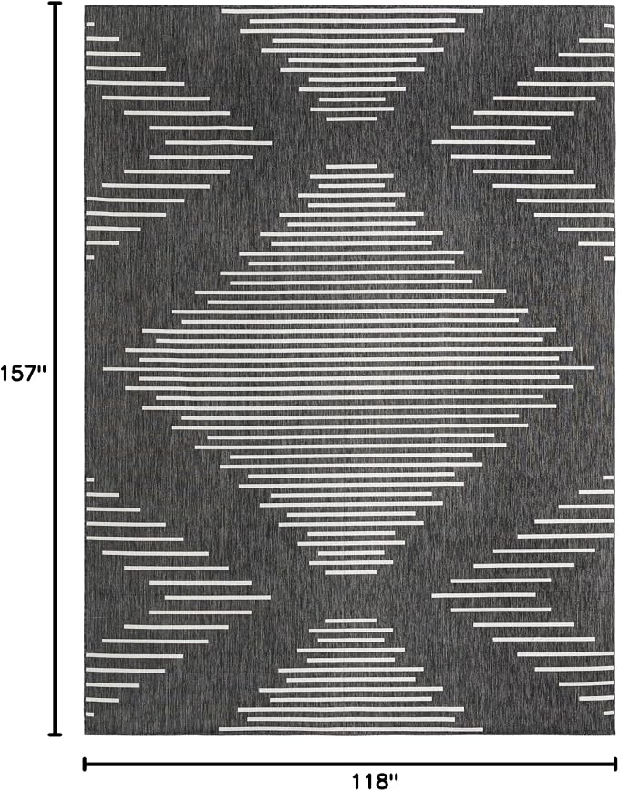 Unique Loom Outdoor Modern Collection Area Rug - Tambor (9' 10" x 13' 1" Rectangle, Charcoal Gray/ Ivory)