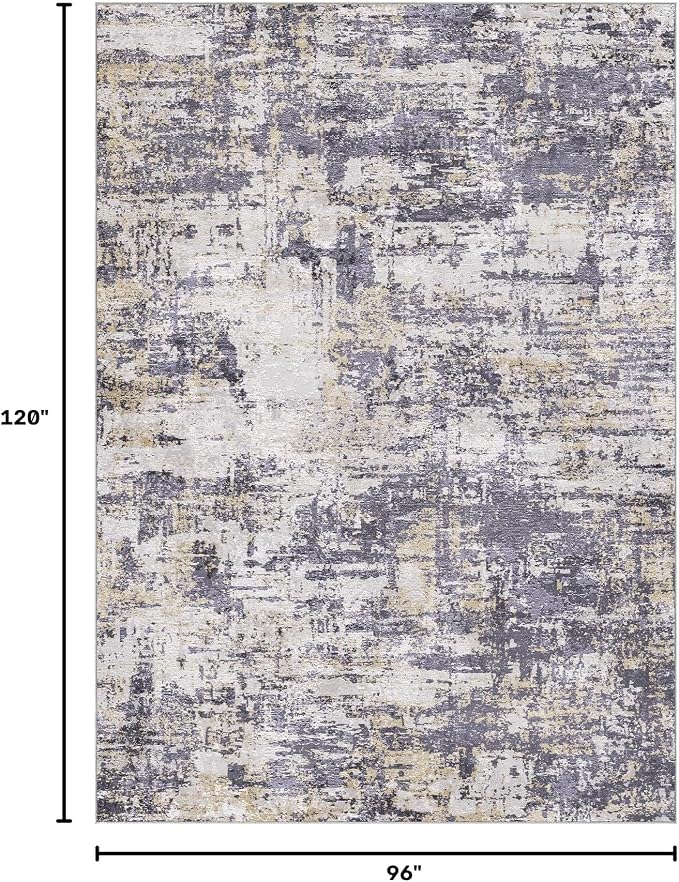 Tortania Area Rug Living Room Rugs - 8x10 Modern Abstract Neutral Large Soft Thin Rugs - Non Slip Indoor Carpet for Bedroom Dining Room Office Nursery Home Floor Decoration - Purple