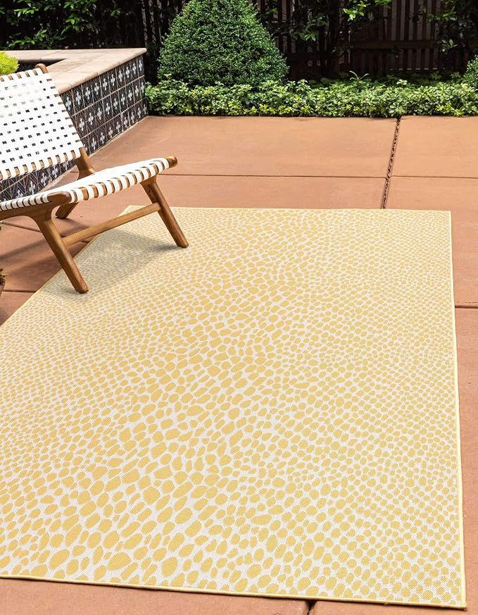 Unique Loom Outdoor Collection Area Rug - Cape Town (5' 3" x 8' Rectangle, Yellow Ivory/ Ivory)