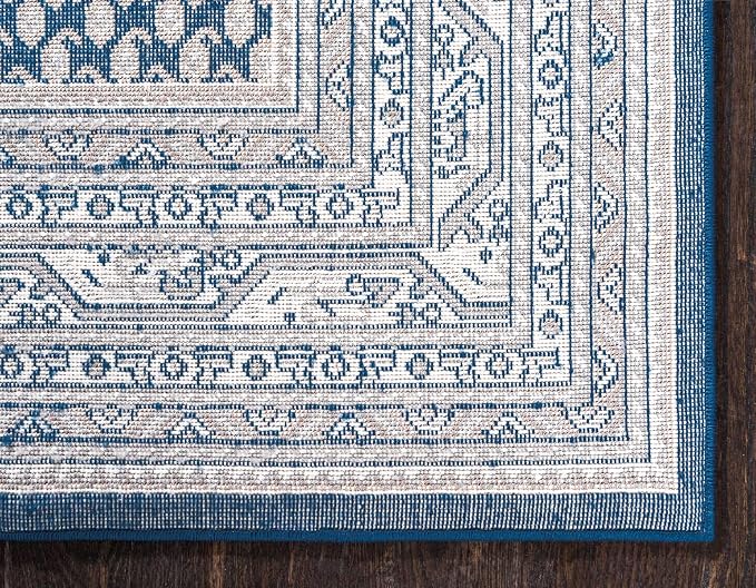 Unique Loom Williamsburg Collection Traditional Border with Dotted Center Area Rug, Rectangular 5' 0" x 8' 0", Navy Blue/Gray