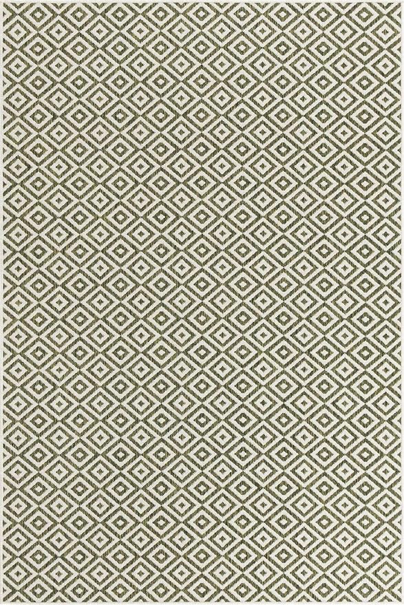 Unique Loom Outdoor Collection Area Rug - Costa Rica (6' 1" x 9' Rectangle, Green/ Ivory)