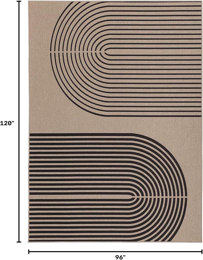 GarveeHome Modern Rainbow 8x10 Easy Jute Area Rug for Living Room -Farmhouse Indoor/Outdoor Carpet, Non-Slip & Non Shedding for Bedroom, Dining Room, Office, Backyard Patio