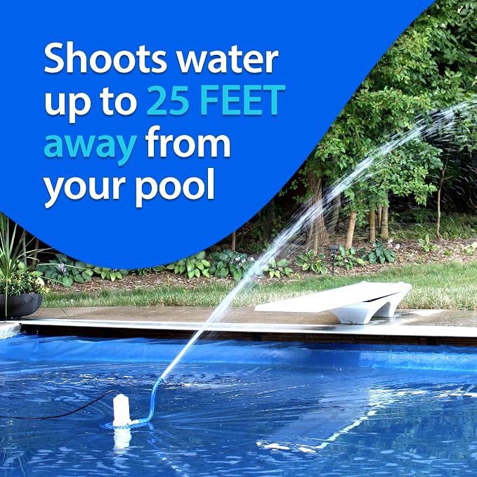 Pool Cover Pump Attachment - USA-Made & Patented Pool Cover Pump Hose Alternative w/ 25ft. Range - Easy-To-Install & Use Year-Round - Replaces Traditional Hoses (Light Blue)