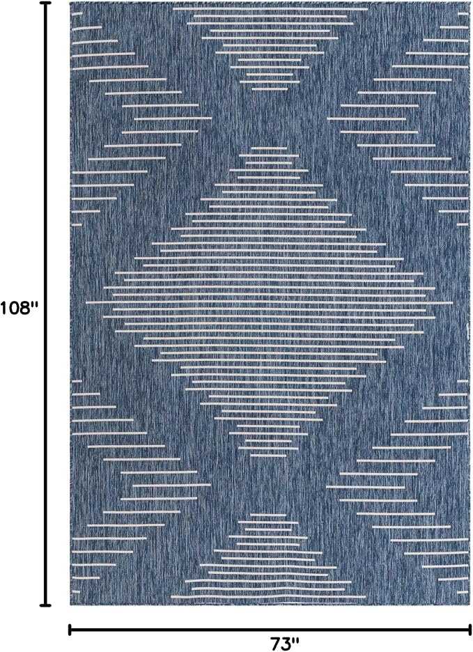Unique Loom Outdoor Modern Collection Area Rug - Tambor (6' 1" x 9' Rectangle, Blue/ Ivory)