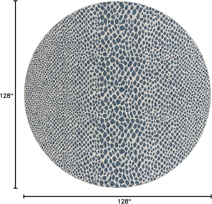 Unique Loom Outdoor Collection Area Rug - Cape Town (10' 8" Round, Blue/ Olive)