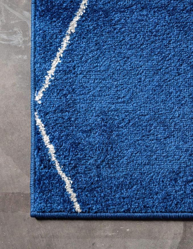 Unique Loom Trellis Frieze Collection Area Rug - Geometric (5' Square, Navy Blue/ Ivory)