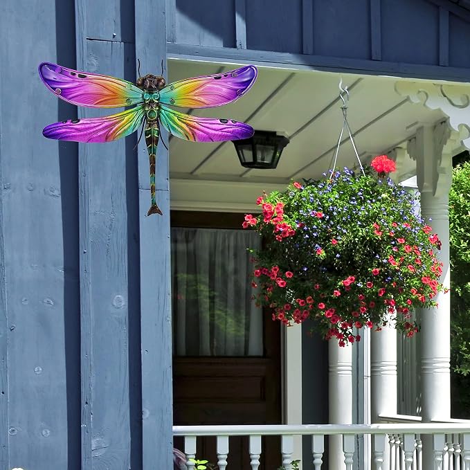 JOYBee Metal Dragonfly Wall Decor Outdoor Garden Fence Art,Hanging Decorations for Living Room, Bedroom