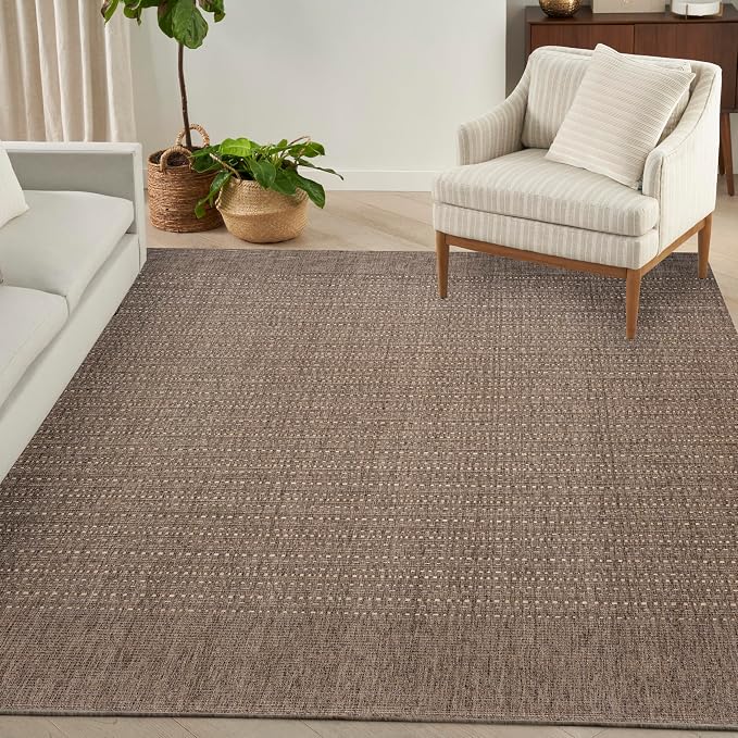 Nourison Home Tulum Brown 8' x 10' Area Rug - Easy Clean, Non Shedding, Bed Room, Living Room, Dining Room, Kitchen (8' x 10')