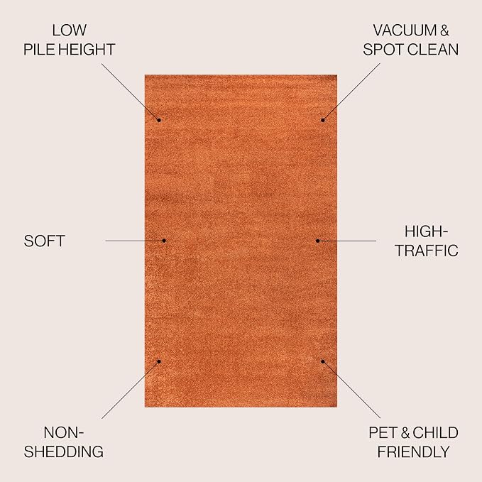 JONATHAN Y Haze Solid Low-Pile Orange 4' Round Indoor Area Rug, Coastal,Bohemian,Minimalist,Classic, Easy-Cleaning for Living Room,Bedroom,Kitchen,Pet Friendly,Non-Shedding (SEU100M-4R)