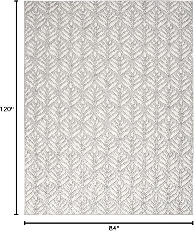 Nourison Home Aloha Grey 7' x 10' Area Rug - Easy Clean, Non Shedding, Bed Room, Living Room, Dining Room, Kitchen (7' x 10')
