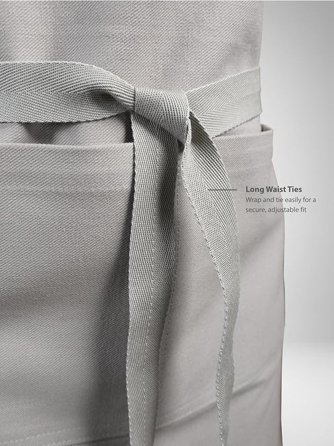 100% Cotton Kitchen Apron with 2 Pockets – Adjustable Chef Apron for Cooking Baking BBQ – Unisex Apron