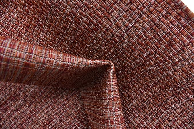 Unique Loom Collection Casual Transitional Solid Heathered Indoor/Outdoor Flatweave Area Rug (4' 1" x 6' 1" Rectangle, Rust Red/Beige)