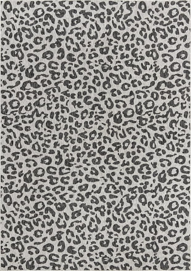 Unique Loom Outdoor Safari Collection Area Rug - Leopard (10' x 14' 1" Rectangle, Light Gray/ Gray)