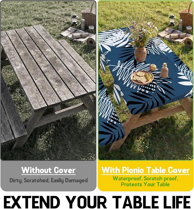 Picnic Table Cover with Bench Covers Tablecloth Glamping Essentials Gear Table Cloth Outdoor Summer Motorhome Cool Fun Unique Ideas Gifts for Camper Camping Lovers RV Owner Family Couple Dad Men Male
