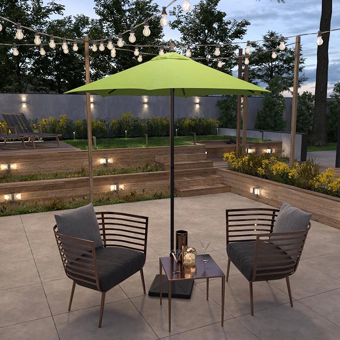 Sunline 7.5 ft Patio Umbrella with Crank & Push Button Tilt, Outdoor Market Umbrella with UV Protection & Wind Vent, Metal Frame for Deck, Pool & Table, Lime