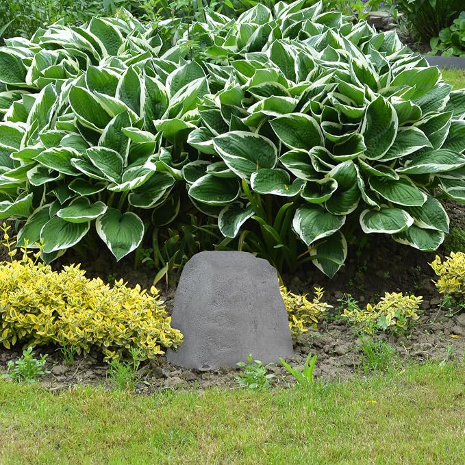 Sunnydaze 11” H Small Faux Landscape Rock Cover - Lightweight Polyresin Fake Rock Well Pump Cover for Outside – Realistic Natural Texture – Gray - Set of 2