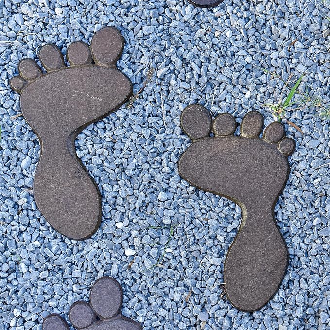 Sungmor Cast Iron Footprint Garden Stepping Stones, Set of 2 Sturdy Metal Left & Right Stepping Mat for Front Door, Outdoor Decorative Paver Mat for Yard Lawn Walkway Landscaping