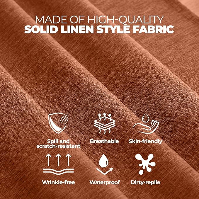 Decorelia Faux Linen Small Rectangle Tablecloth for Kitchen Dining Room,Outdoor Coffee Wrinkle-free Washable Table Cloth Covers for Wedding, Picnics,Party(Oblong,60 x 84 Inch (6-8 Seats),Burnt Orange)