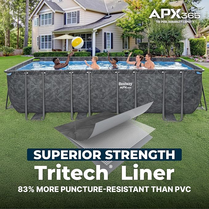 Bestway APX 365 18' x 9' x 52" Above Ground Pool Set with Sand Filter Pump | Long-Lasting All-Season Swimming Pool with Galvanized Steel Frame - Ladder, Cover, and Polysphere Filtration Balls Included