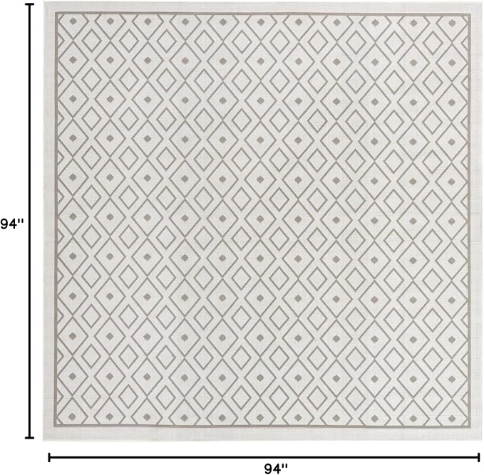 Unique Loom Outdoor Trellis Collection Area Rug - Kafes (7' 10" Square, Ivory/ Gray)