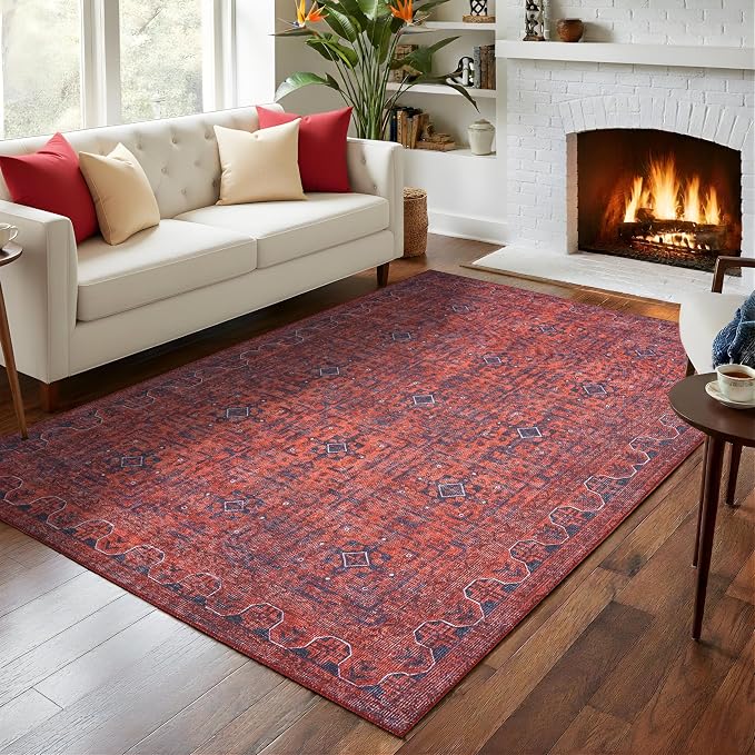 Sacred Artisans Tribal 5x7 Area Rug for Living Room, Dining Room and Office | Washable, Non Slip, Pet Friendly and Low Pile (Mystic, 5' x 7')
