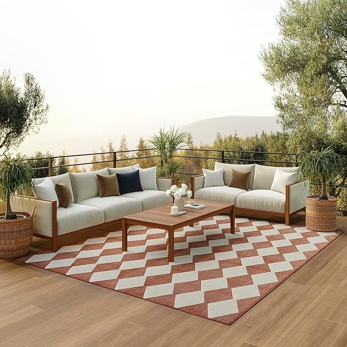 Nourison Home Positano Terracotta 6' x 9' Area Rug - Easy Clean, Non Shedding, Bed Room, Living Room, Dining Room, Kitchen (6' x 9')