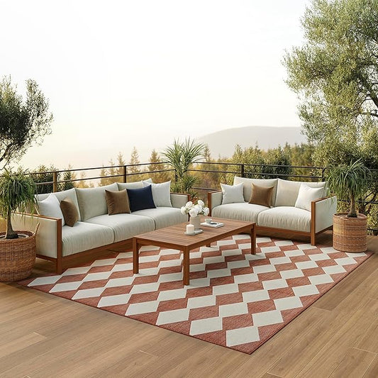 Nourison Home Positano Terracotta 6' x 9' Area Rug - Easy Clean, Non Shedding, Bed Room, Living Room, Dining Room, Kitchen (6' x 9')