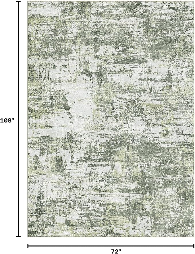 Tortania Area Rug Living Room Rugs - 6x9 Washable Rug Vintage Oriental Distressed Farmhouse Small Thin Indoor Carpet for Living Room Bedroom Under Dining Table Home Office - Green