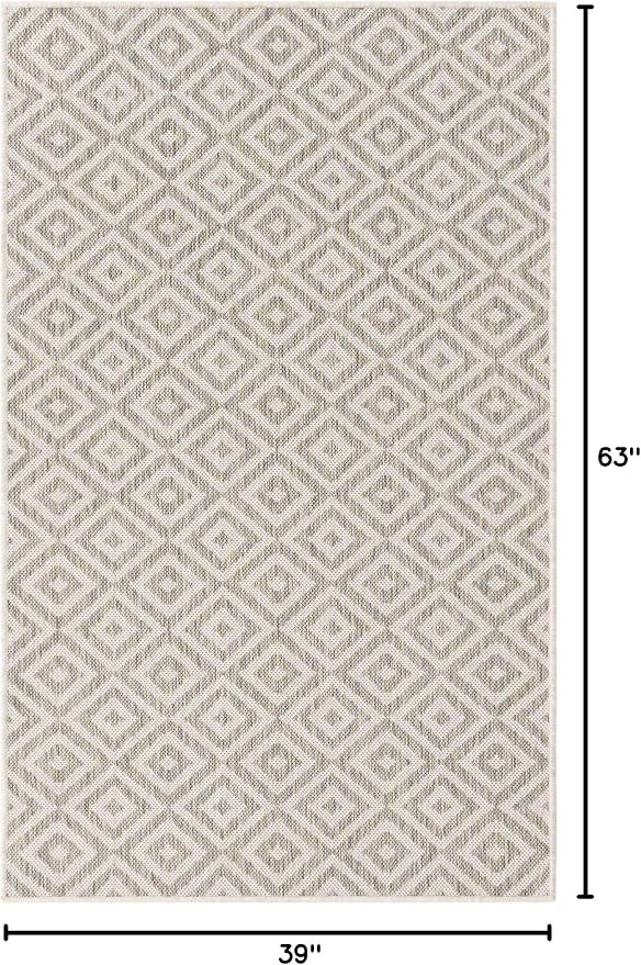 Unique Loom Outdoor Collection Area Rug - Costa Rica (3' 3" x 5' 3" Rectangle, Light Gray/ Ivory)