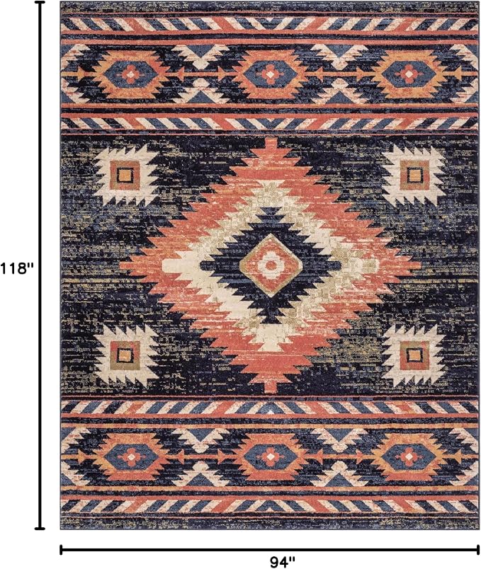 Well Woven Tulsa Lea Blue Traditional Southwestern Tribal 7'10" x 9'10" Area Rug