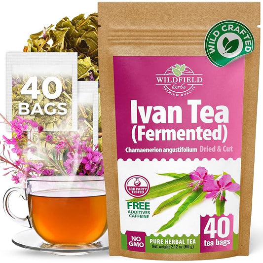 40 Bags Ivan Tea Siberian Fireweed Tea Herb Blooming Sally (Chamerion Angustifolium) - Ivan Chai 40 Count 1.5 g Bags Epilobium Angustifolium Иван Чай