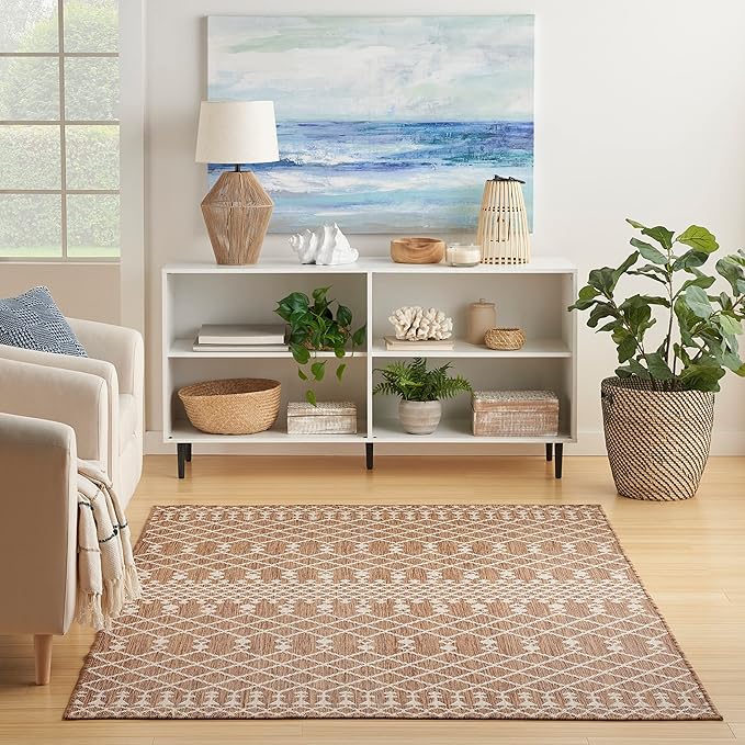 Nourison Home Positano Jute 4' x 6' Area Rug - Easy Clean, Non Shedding, Bed Room, Living Room, Dining Room, Kitchen (4' x 6')