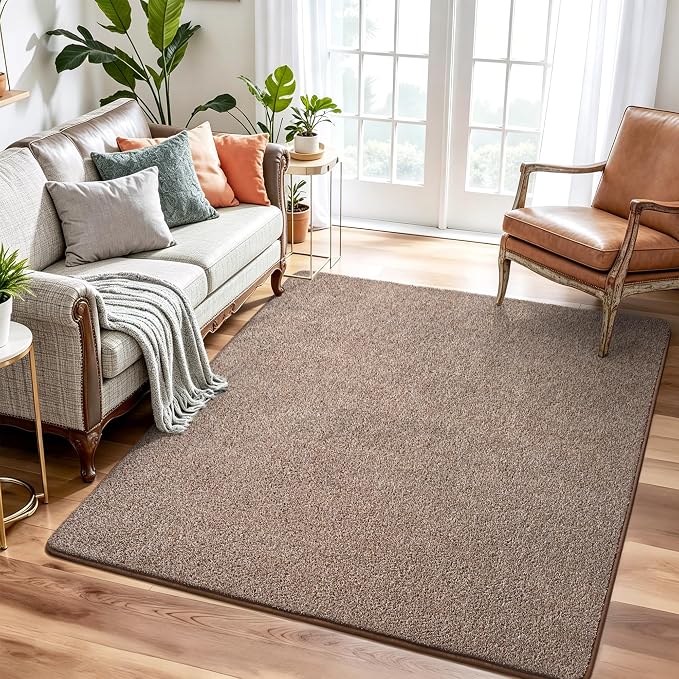 Keeko 4x4 Square Area Rugs for Living Room Bedroom,Soft Washable Carpet | Modern Indoor Memory Foam Entryway Rug Low Pile Minimalist Non Slip Rug for Kids Nursery Dorm Room Home Decor Brown and White