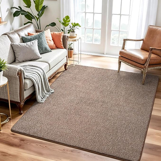 Keeko 4x4 Square Area Rugs for Living Room Bedroom,Soft Washable Carpet | Modern Indoor Memory Foam Entryway Rug Low Pile Minimalist Non Slip Rug for Kids Nursery Dorm Room Home Decor Brown and White