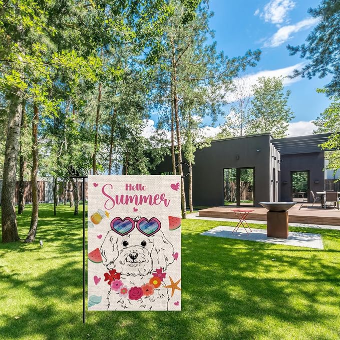 Seasonal Garden Flags Bichon Frise Double Sided Flags Set of 11 Holiday Farmhouse Indoor Outdoor Yard Lawn Christmas Gifts Decorations 12.5x18 Inch
