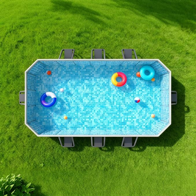 Jessie Foldable Pool for Kids and Adults Non InflatableFrame Outdoor Swimming Pool Blue Kiddie Pools Thickened Support Dog Above Ground Garden Backyard (102.36 in)