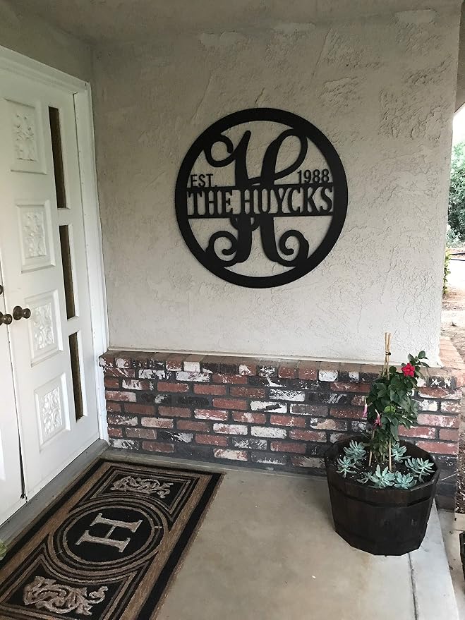PK Décor Split Letter Monogram Initial Last Name Sign, Customized Metal ACM Front Door Decor, 24 inch, Personalized Established Wedding Gift, QUICK (24")