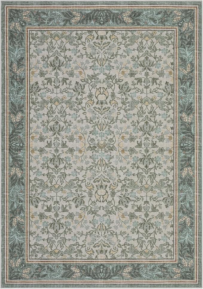 GarveeHome 8x10 Area Rugs for Living Room: Washable Bedroom Rug Sage Green | Boho Vintage Non Slip Soft Low Pile Stain Resistant Indoor Carpet for Farmhouse Dining Room Nursery Home Office