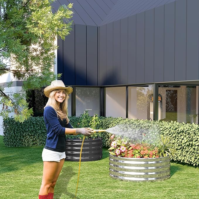 DIIYIV 3PCS 2x2x1FT Galvanized Raised Garden Bed, Outdoor Metal Vegetable Flower Planter Box Silver