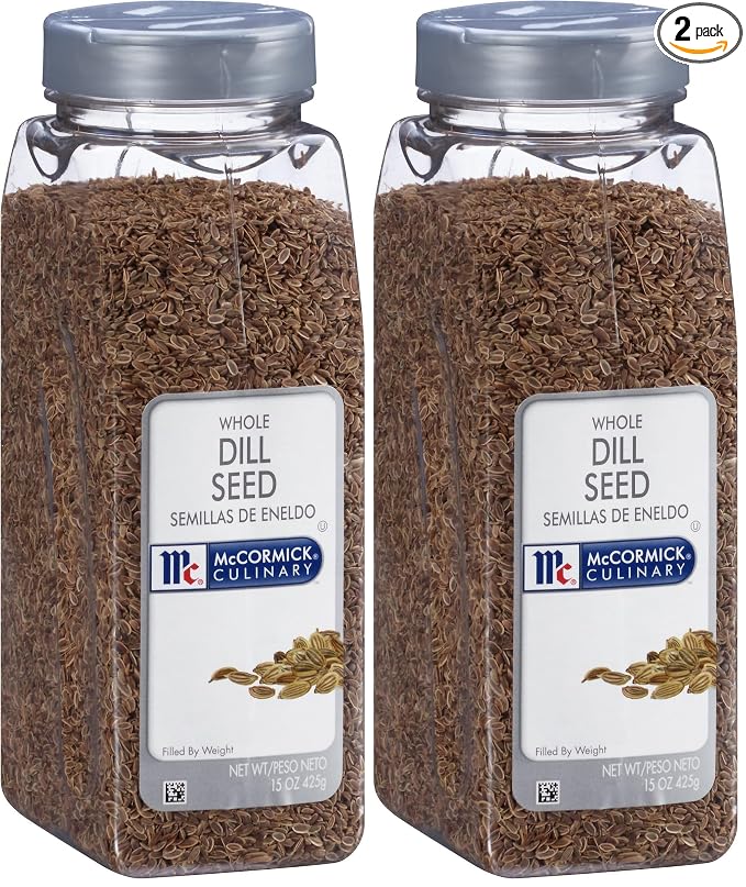McCormick Culinary Whole Dill Seed, 15 oz - One 15 Ounce Container of Dill Seed Spice, Versatile for Use in Salads, Dressings, Bread, Entrees, Pickling and More (Pack of 2)