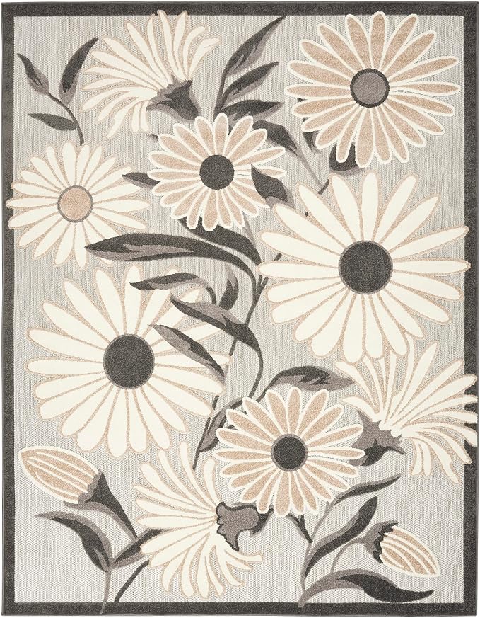 Nourison Home Aloha Beige 5'3" x 7'5" Area Rug - Easy Clean, Non Shedding, Bed Room, Living Room, Dining Room, Kitchen (5' x 8')
