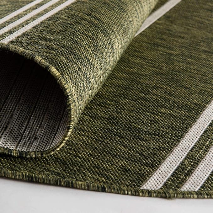 Unique Loom Outdoor Collection Area Rug - Anguilla (7' 10' x 10' Oval, Green/ Ivory)